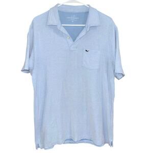 Vineyard Vines Shirt Men's Size medium Blue Logo on Pocket Polo collared